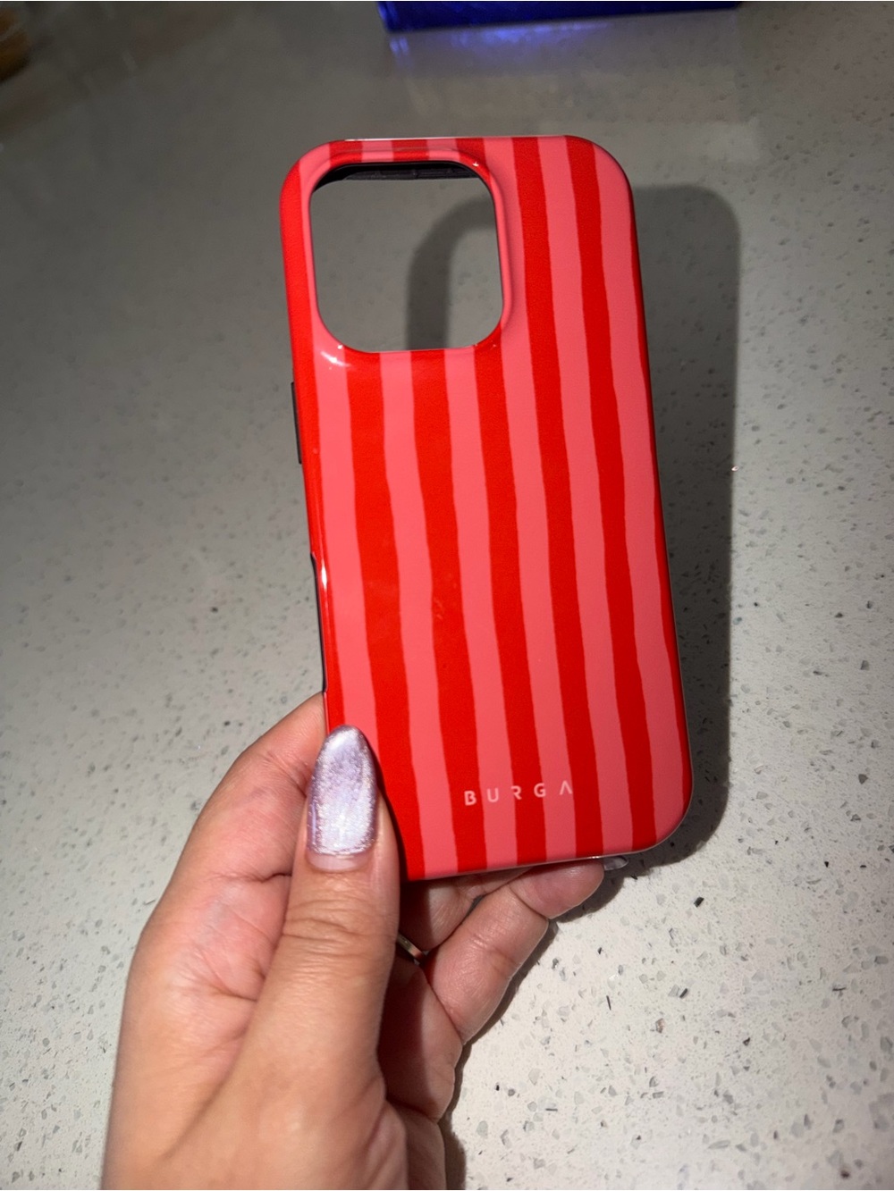 iPhone 16 pro Burga phone case Red Striped Protective iPhone Case